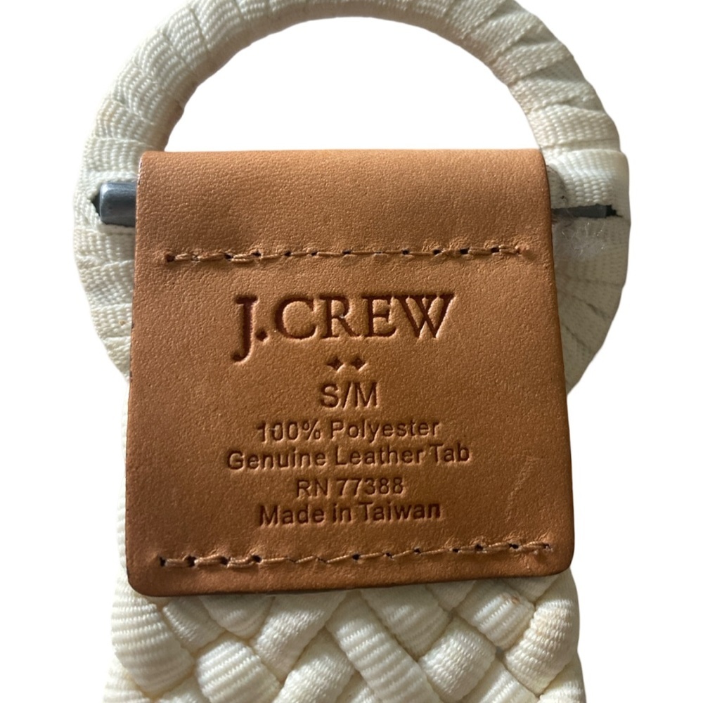 J. Crew Cream Braided Cotton Belt with Tan Leather Ring - Picture 2 of 4